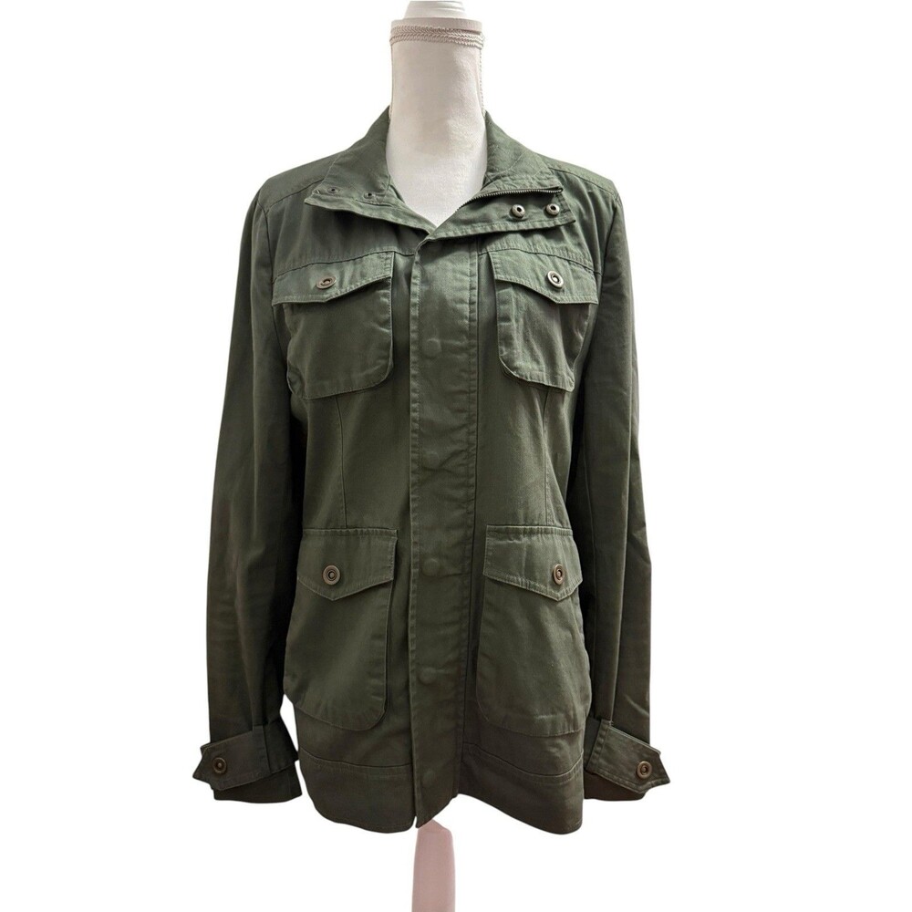 G by GUESS Olive Green Military Utility Field Jacket Size Small Cotton - Picture 2 of 9